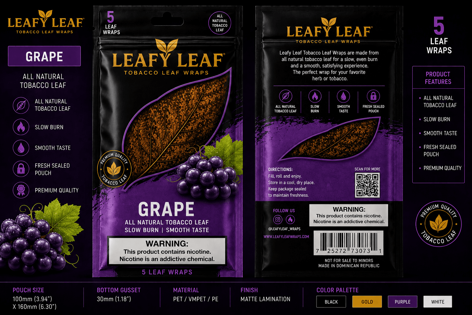 Leafy Leaf Grape Tobacco Wrap