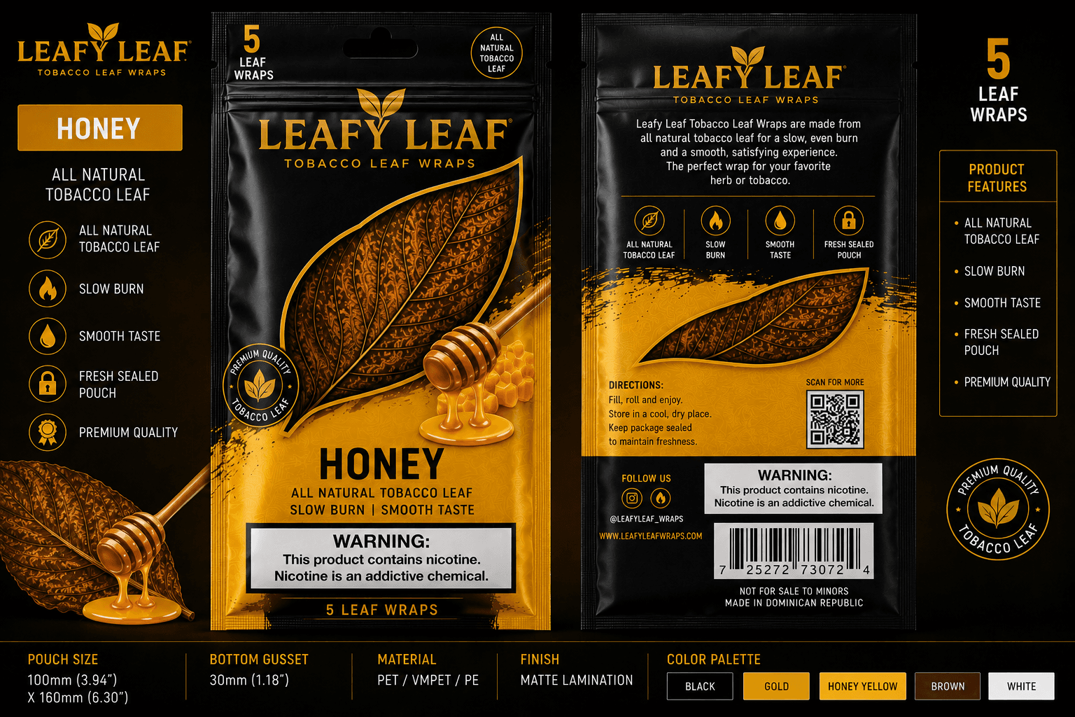 Leafy Leaf Honey Tobacco Wrap