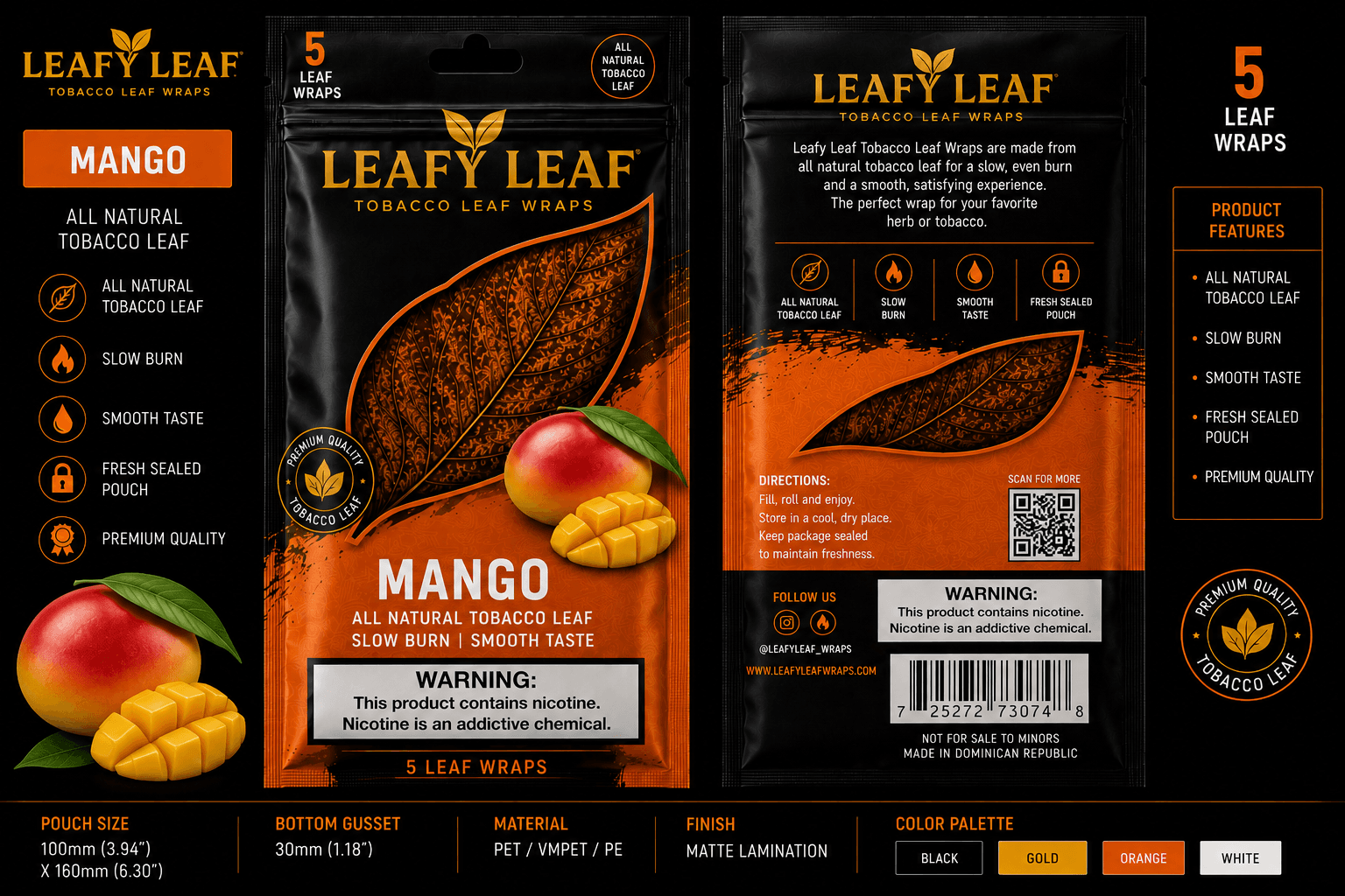 Leafy Leaf Mango Tobacco Wrap